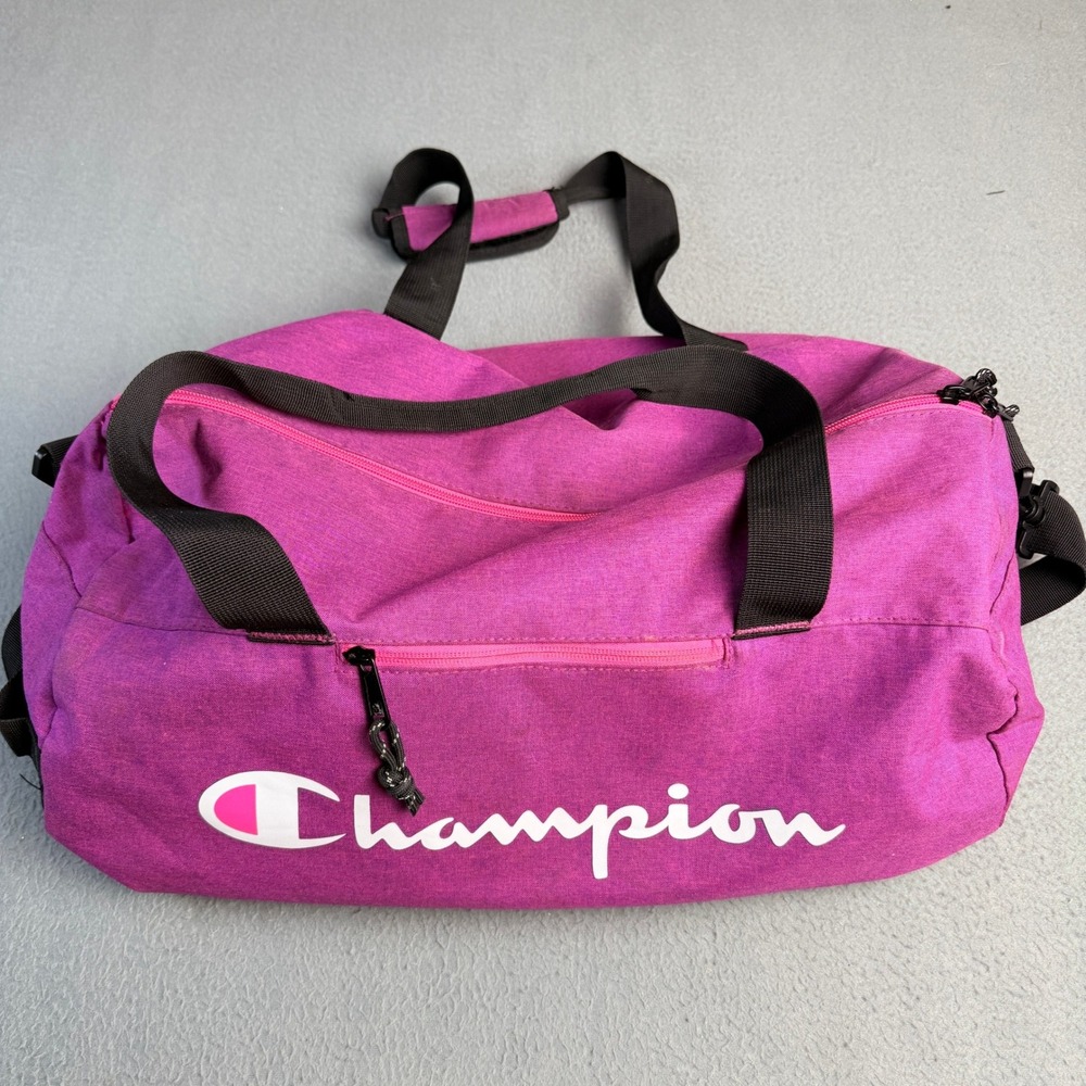 Champion Duffel Bag Magenta Purple Heathered Gym Travel Weekender Medium